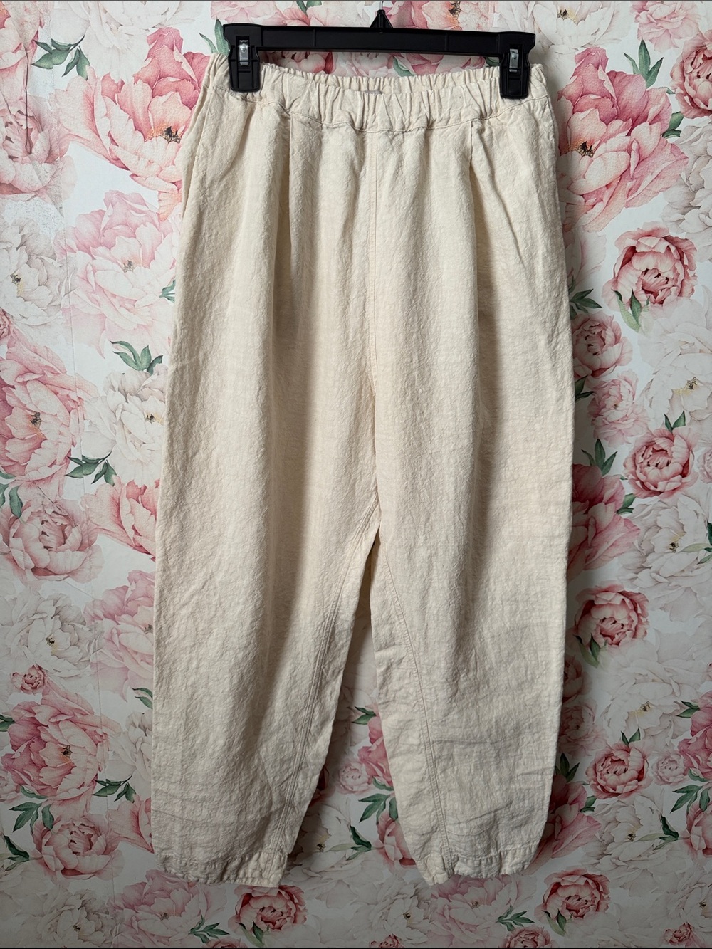 Makie New York 100% Linen USA Made Cream Joggers Pants Women’s size S/M